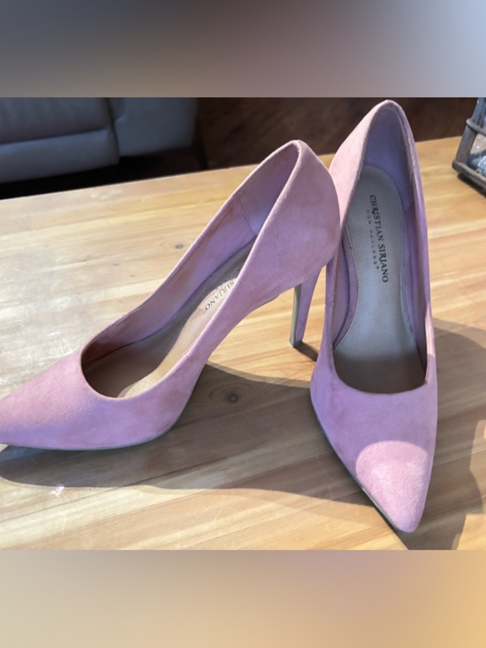 Christian Siriano Dusty Pink Suede Pointed-Toe Stilettos